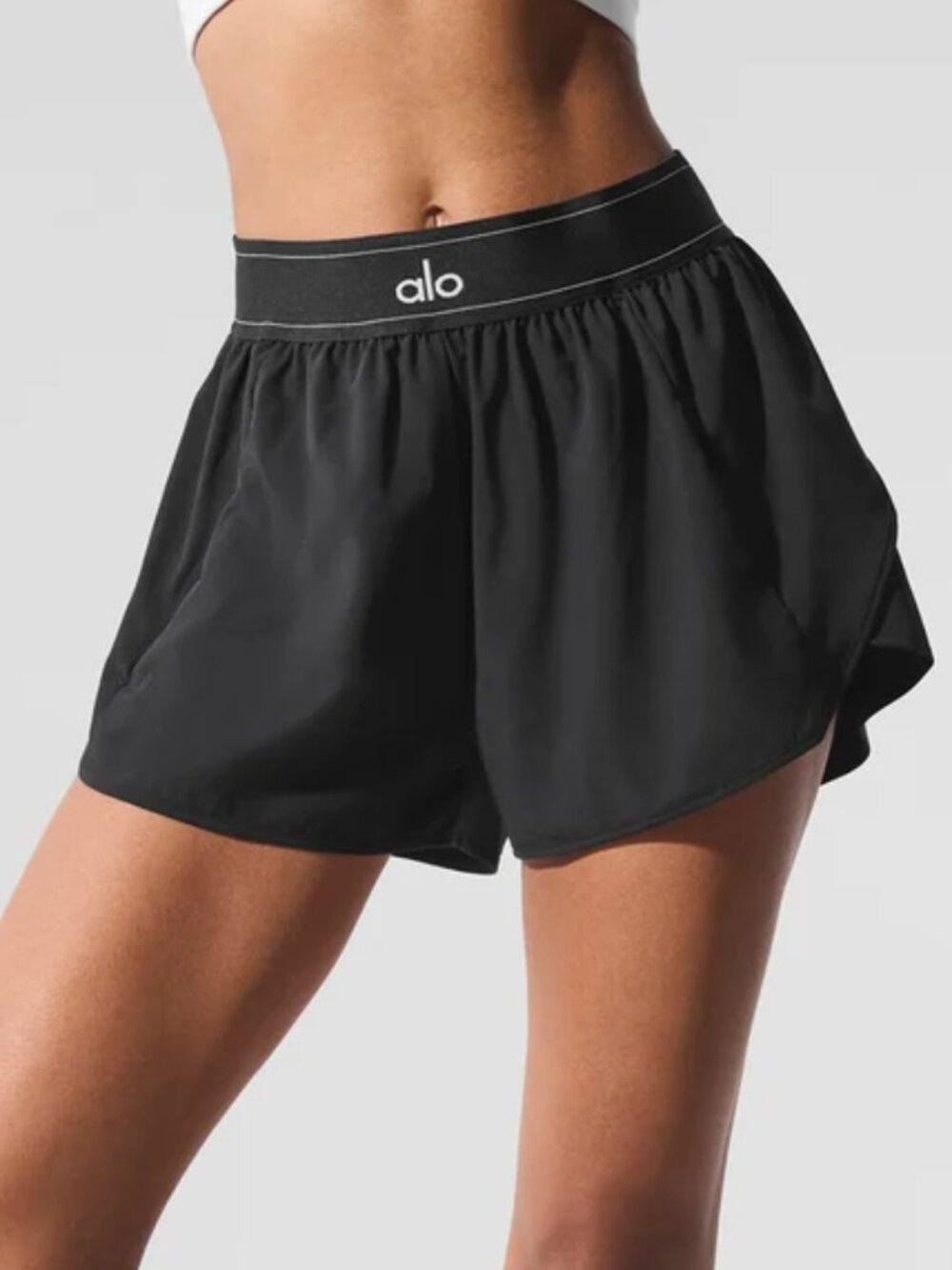 📣ALO Yoga Black Match Point Short High-Waisted Activewear Everyday Shorts💗